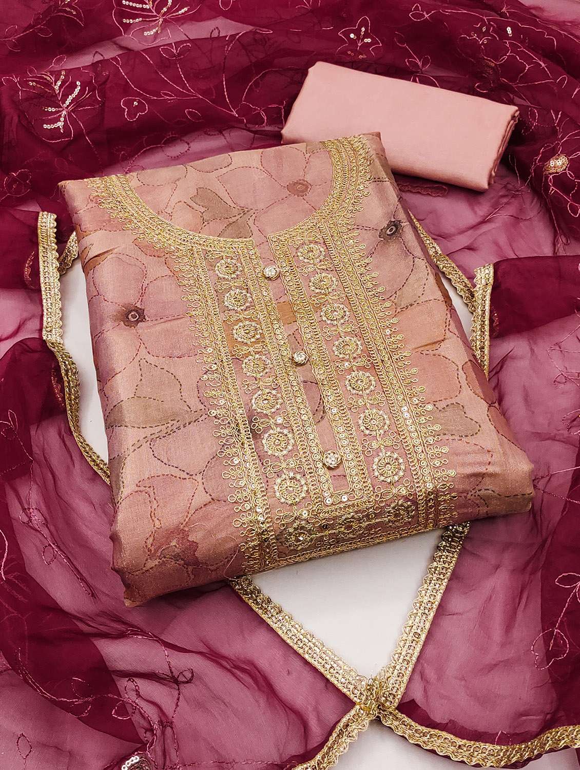 women floral printed unstitched suit set