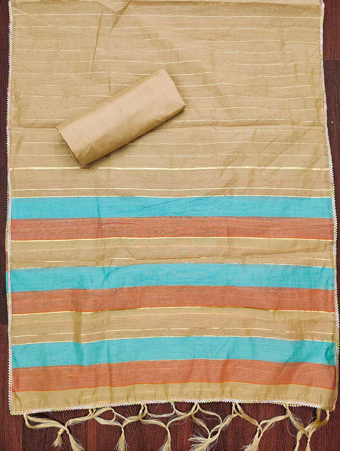 women striped unstitched suit set - 22420892 -  Standard Image - 3