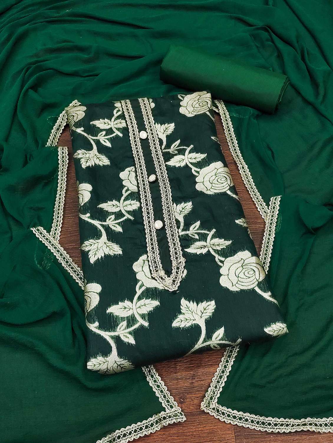 women self design unstitched suit set