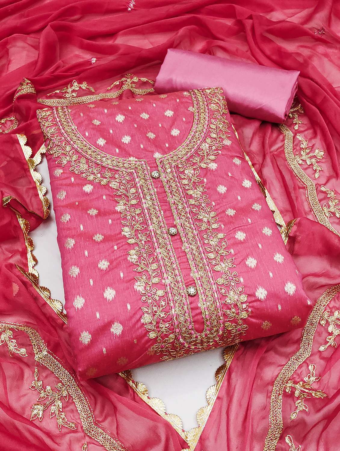 women self design unstitched suit set