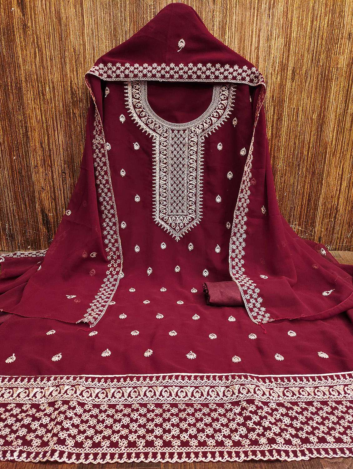 women solid with work unstitched suit set - 22421037 -  Standard Image - 3