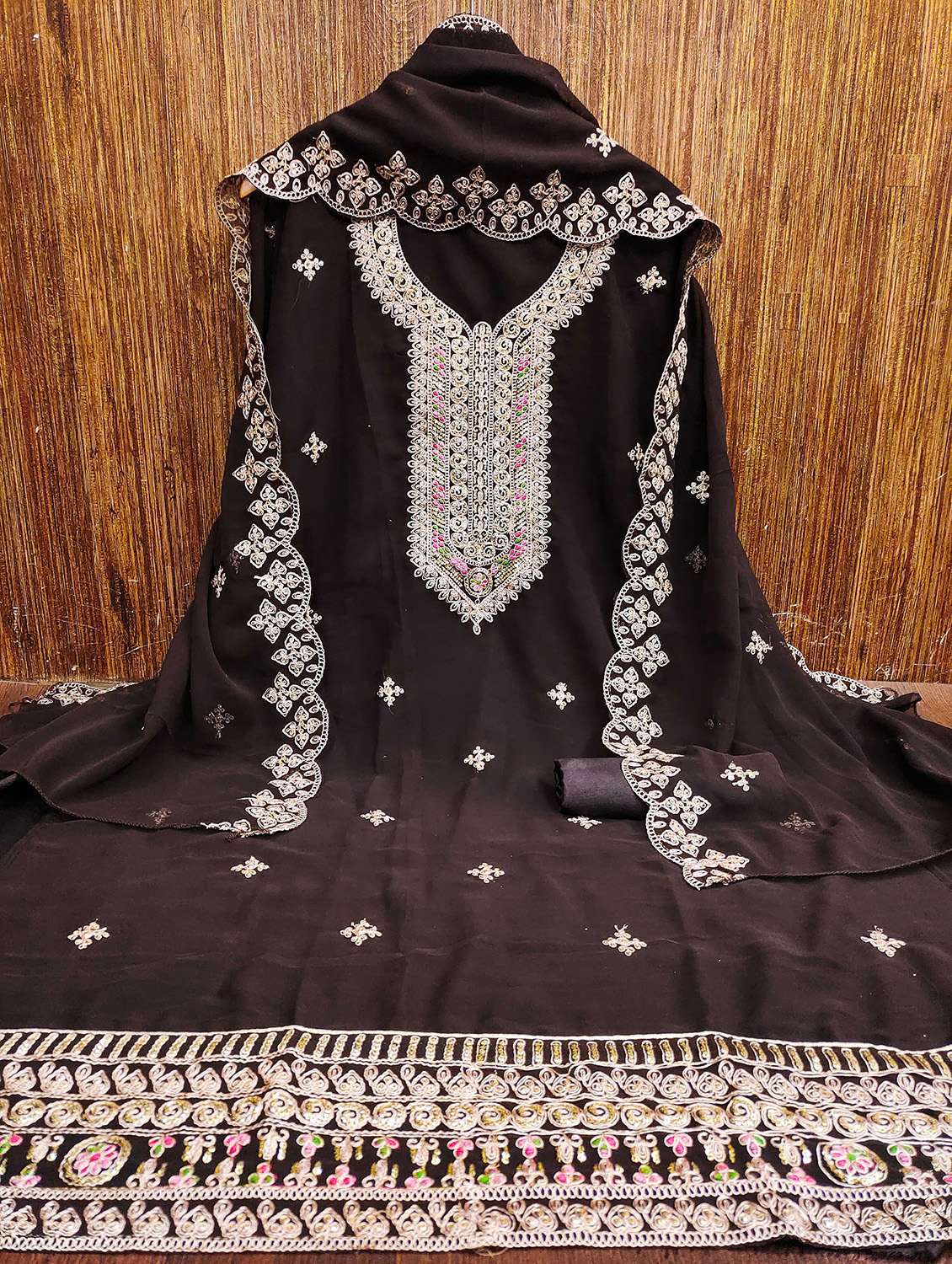 women solid with work unstitched suit set - 22421040 -  Standard Image - 3