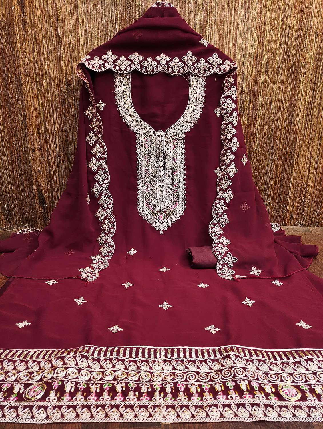 women solid with work unstitched suit set - 22421042 -  Standard Image - 3