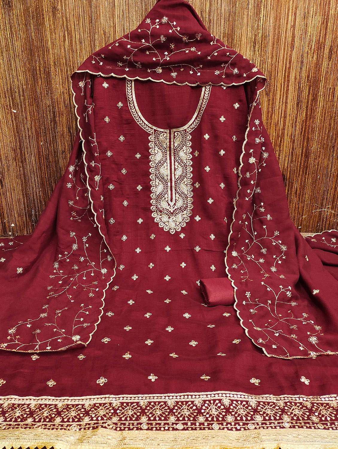 women solid with work unstitched suit set - 22421050 -  Standard Image - 3