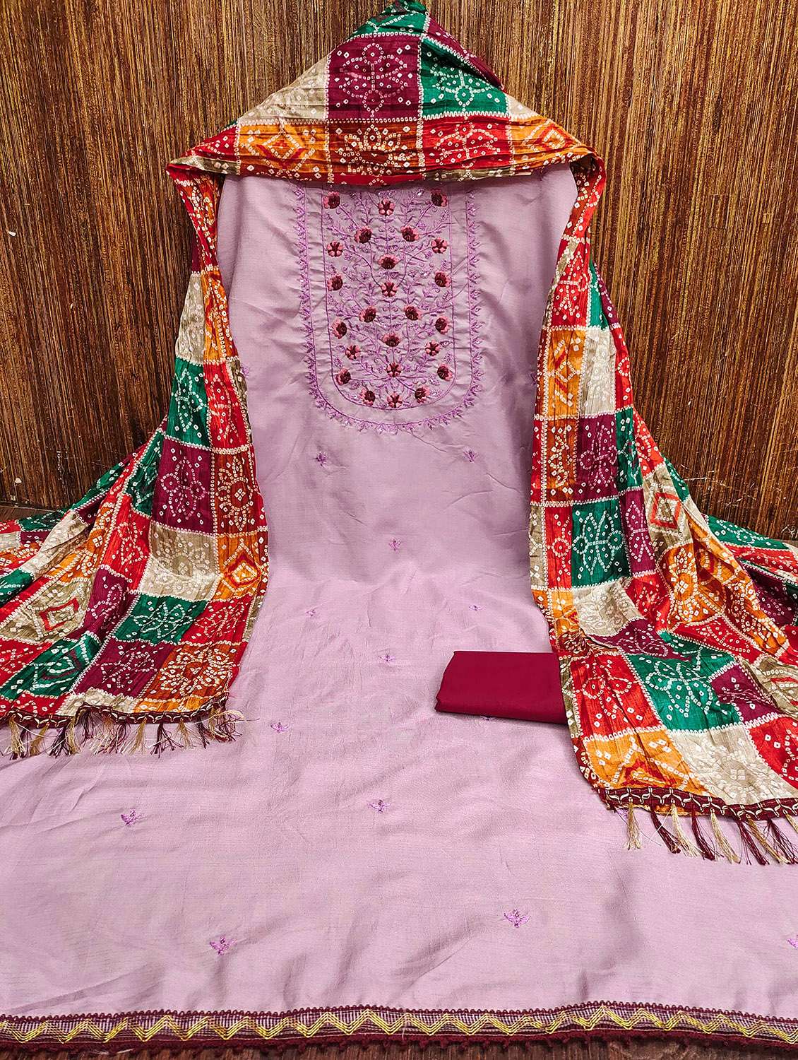 women solid with work unstitched suit set - 22421057 -  Standard Image - 3