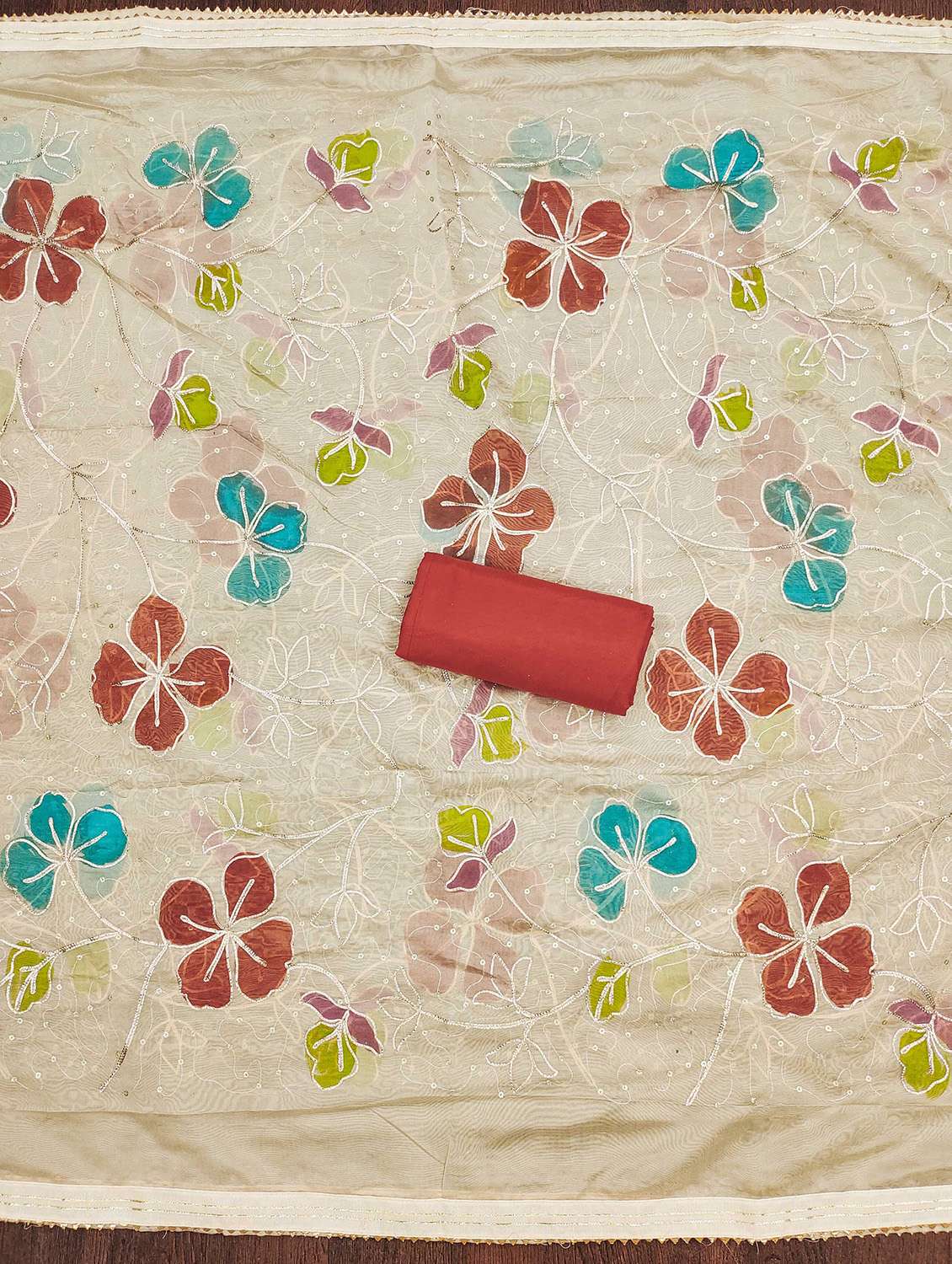 women solid with work unstitched suit set - 22421176 -  Standard Image - 3