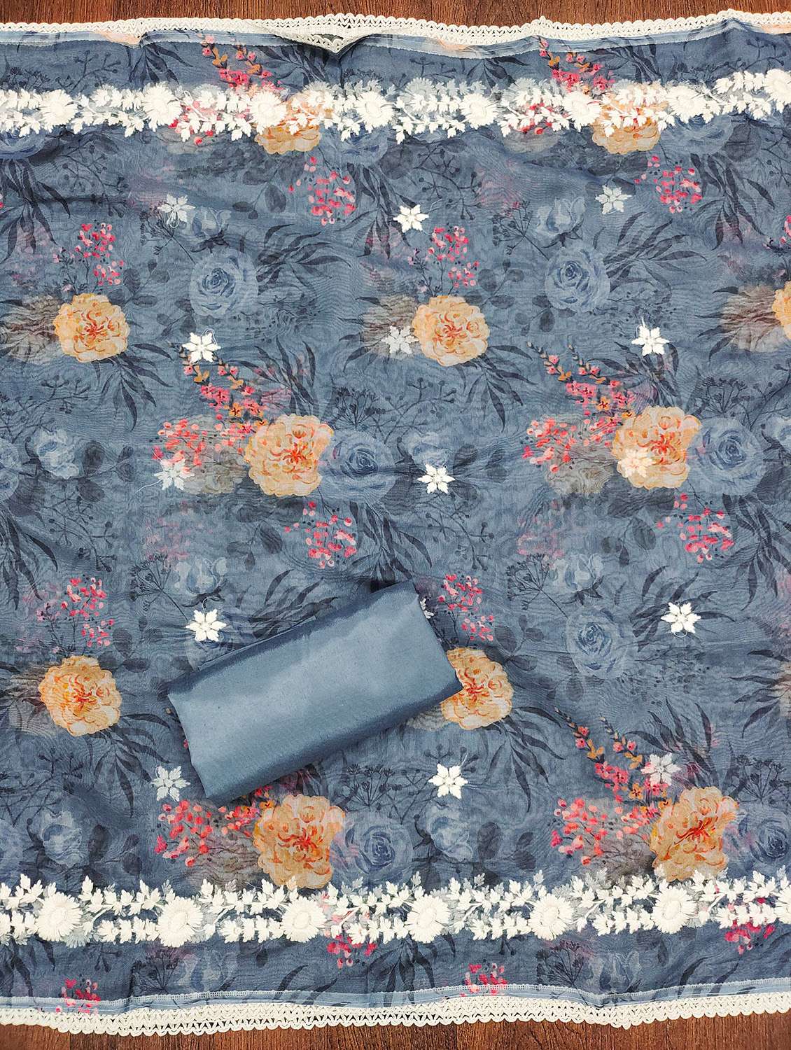 women solid with work unstitched suit set - 22421183 -  Standard Image - 3