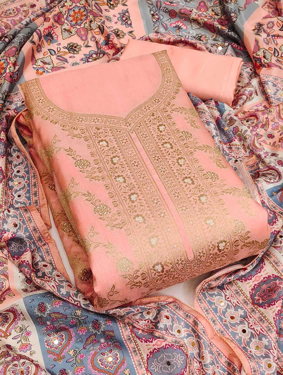 women self design unstitched suit set