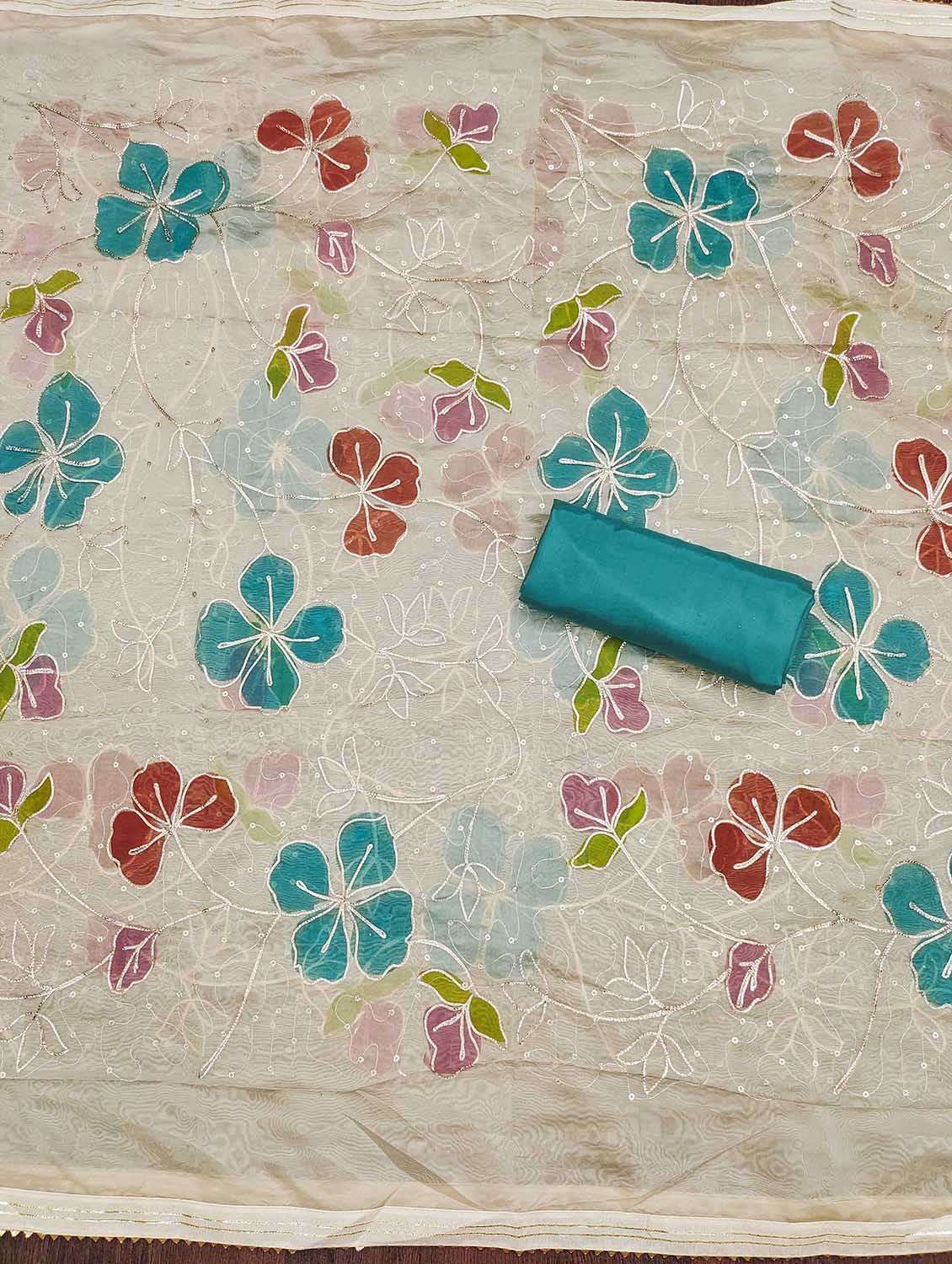 women solid with work unstitched suit set - 22421206 -  Standard Image - 3