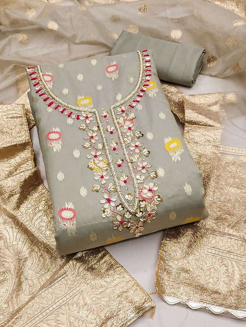women self design unstitched suit set
