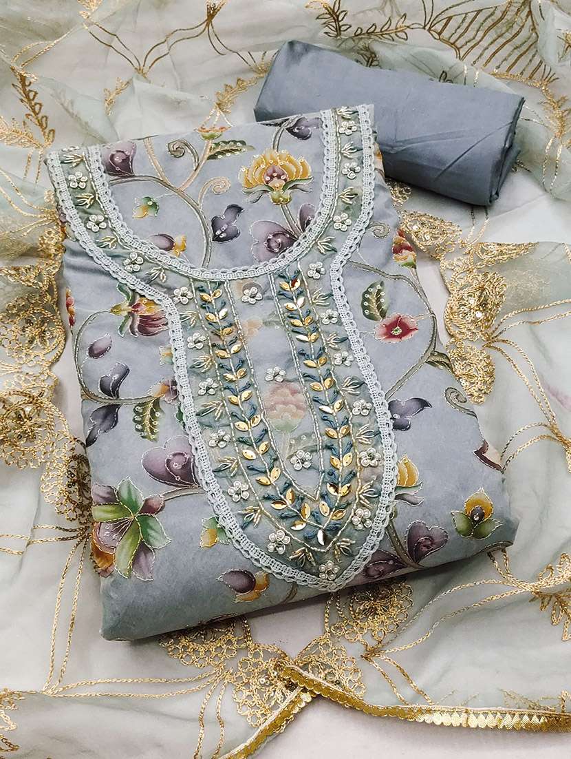 women floral printed unstitched suit set