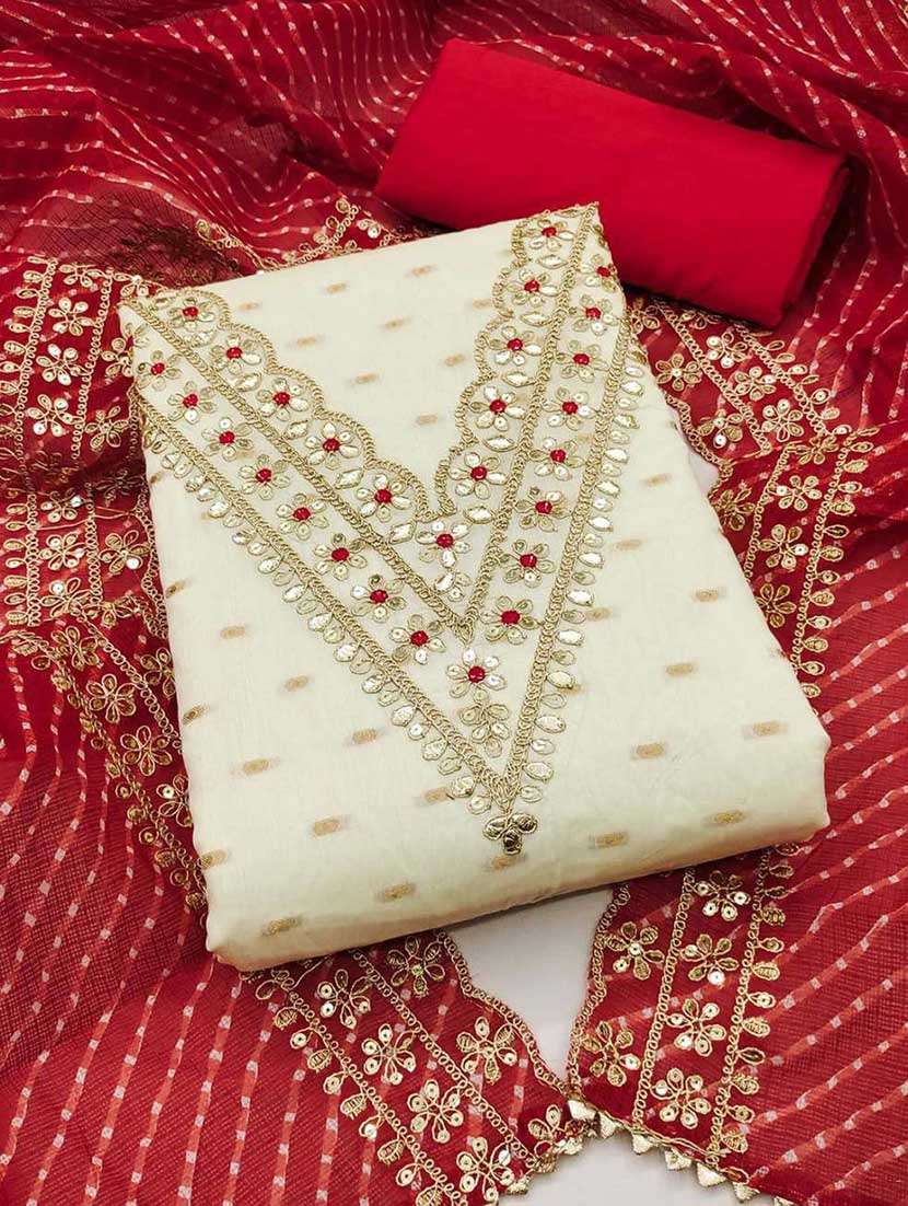 women self design unstitched suit set