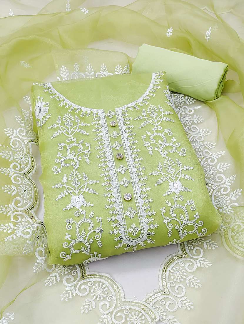 women solid with work unstitched suit set