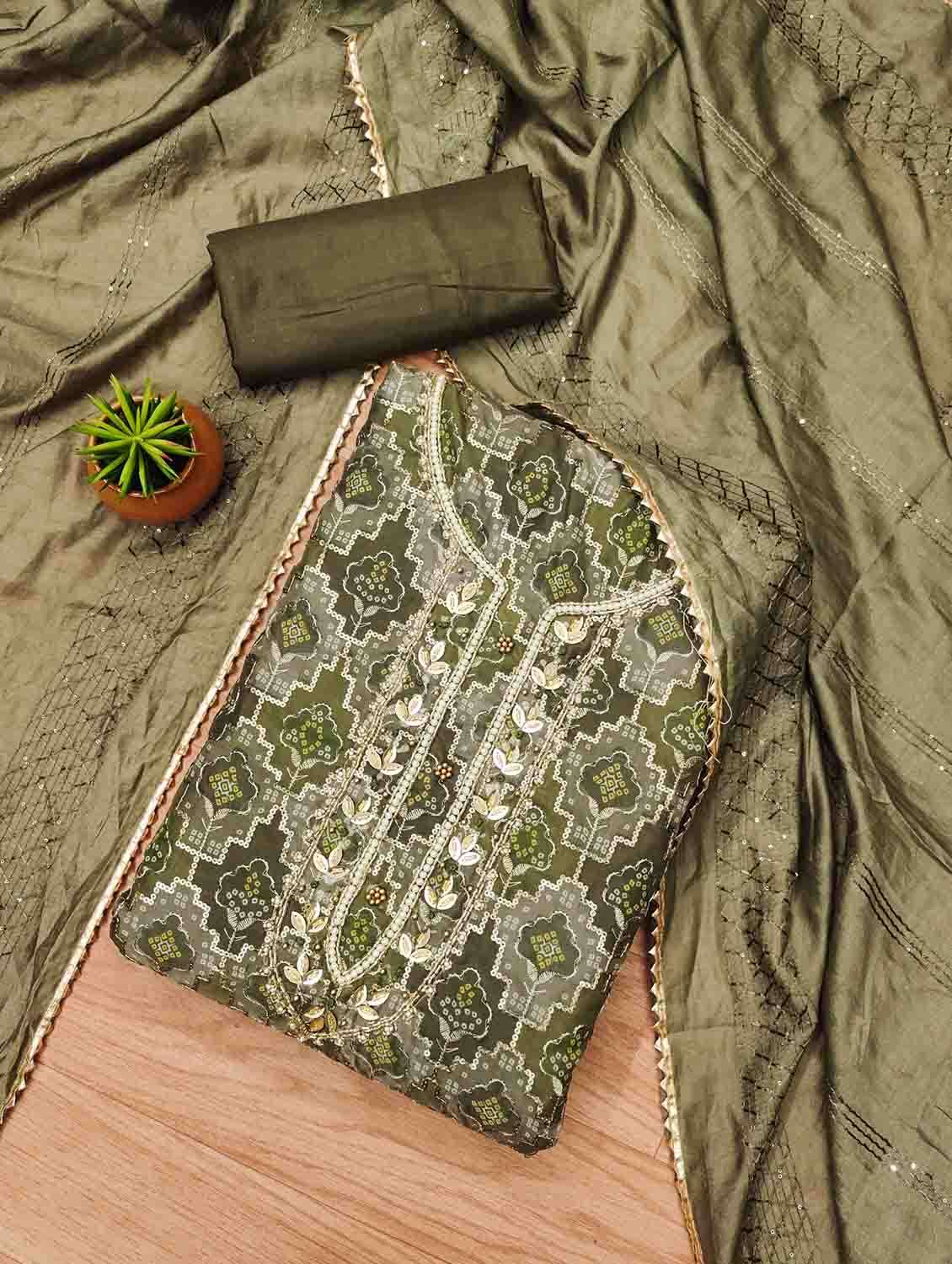 women printed unstitched suit set