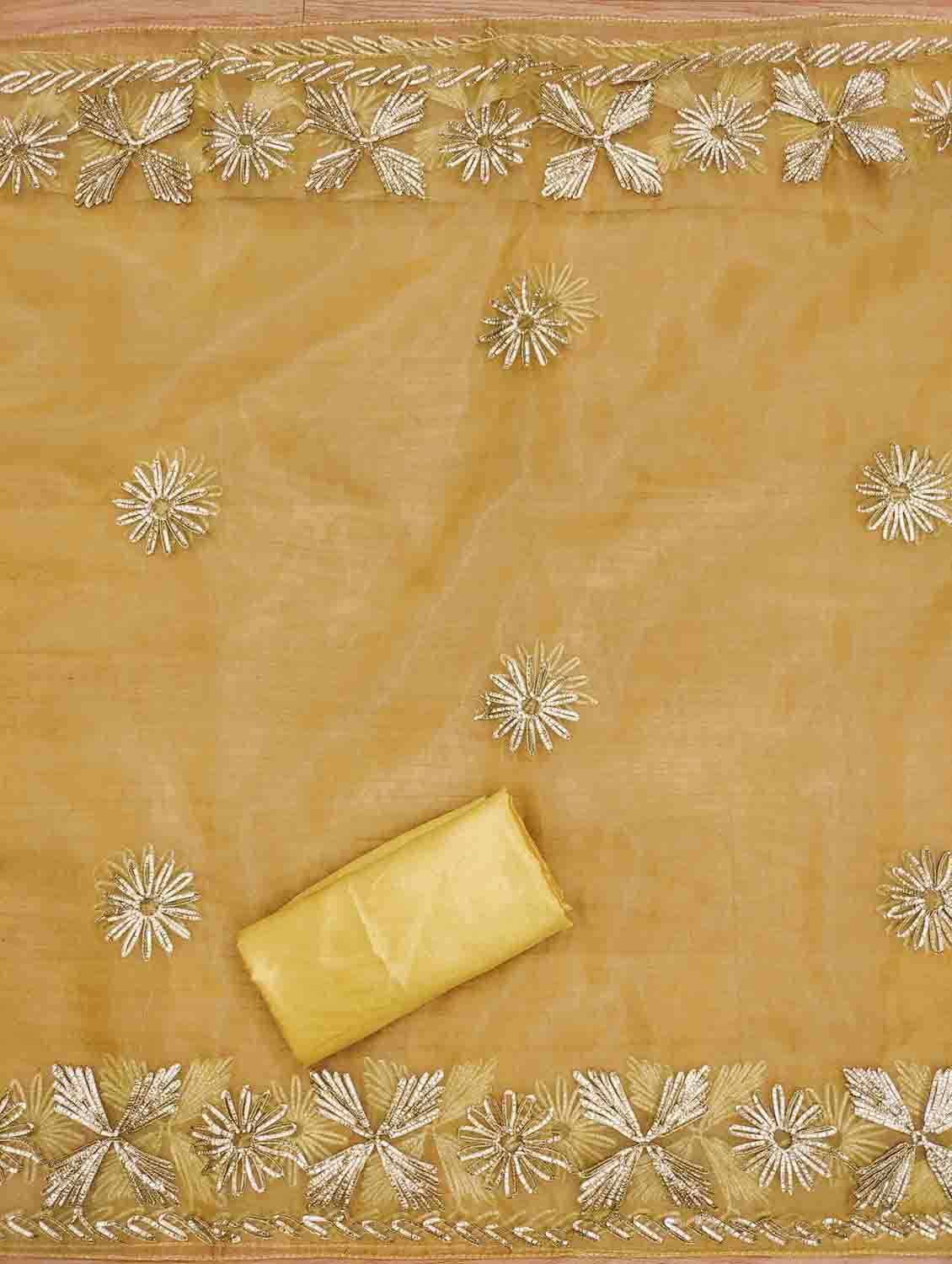Women Solid With Work Unstitched Suit Set - 22421420 -  Standard Image - 3