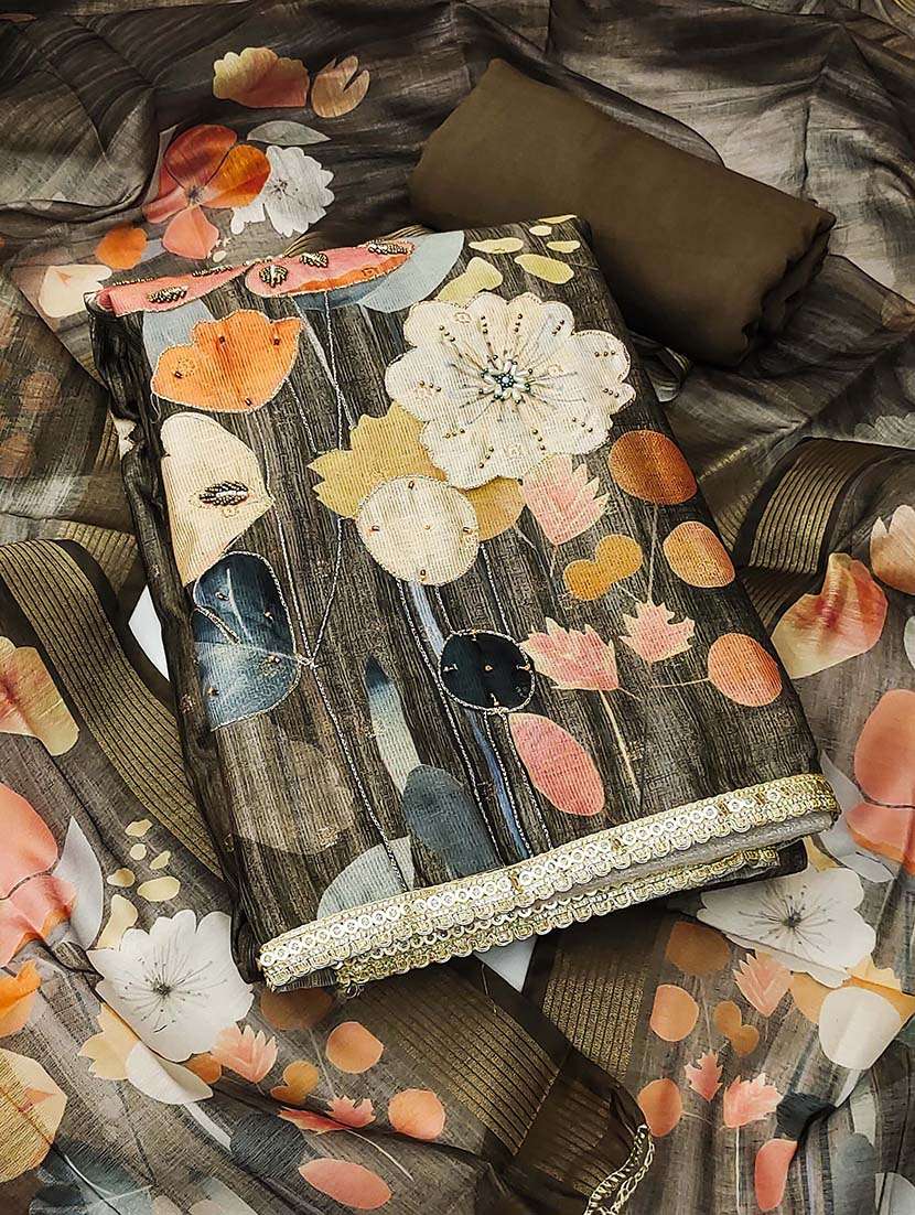 women floral printed unstitched suit set