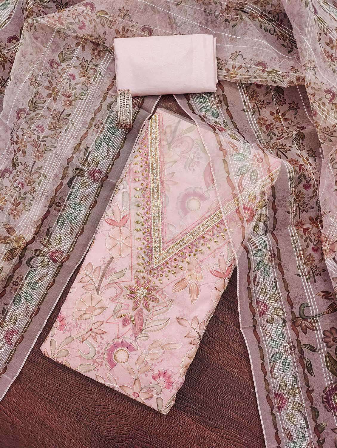 women floral printed unstitched suit set