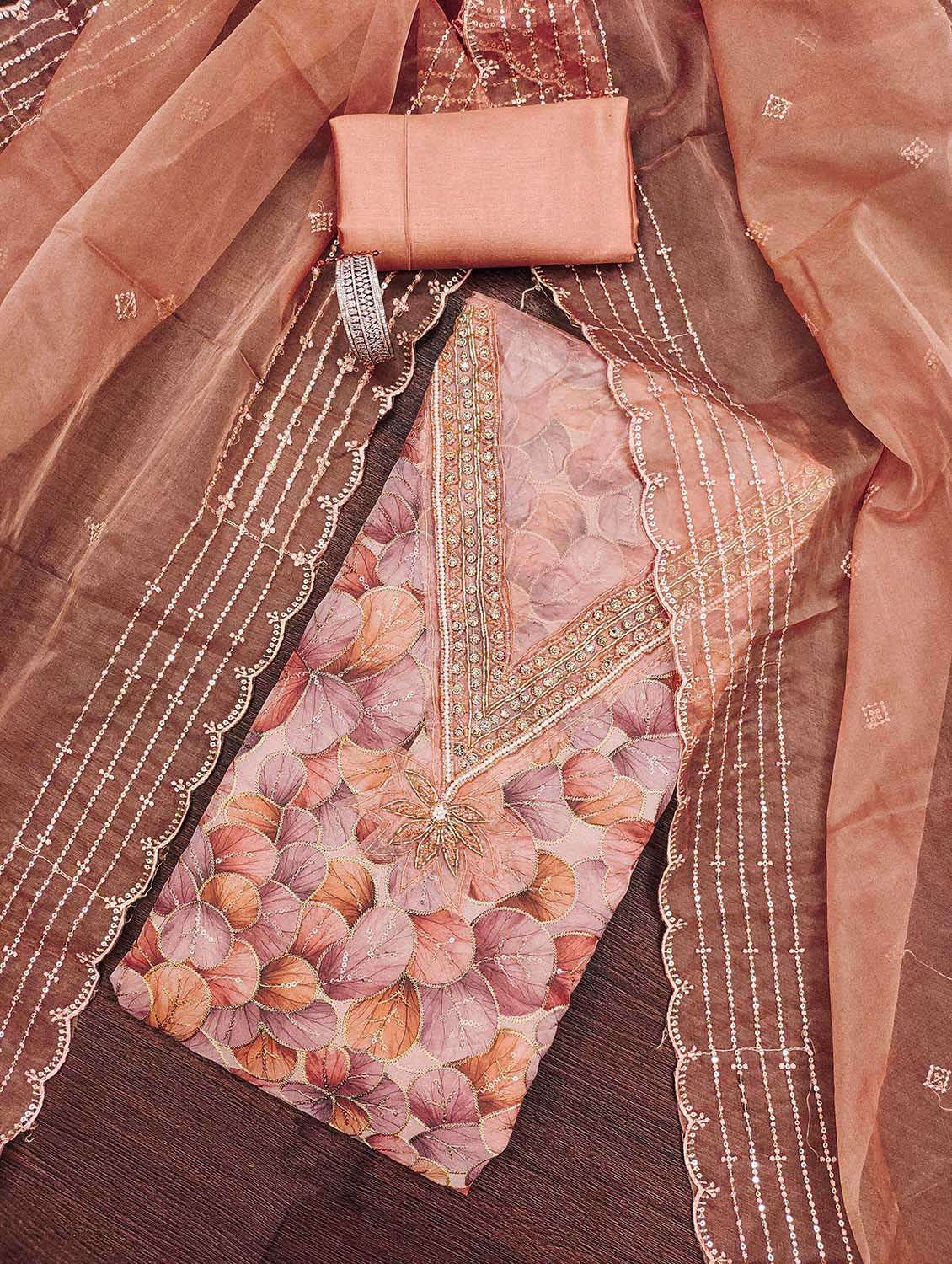 women floral printed unstitched suit set