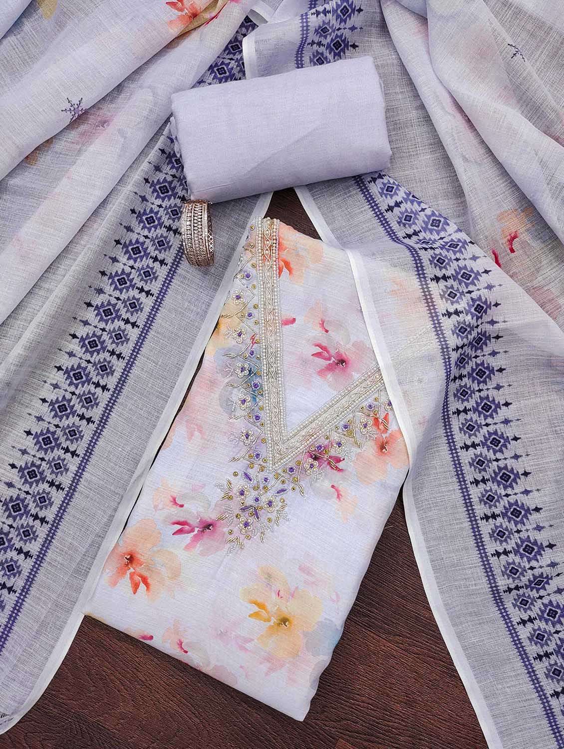 women floral printed unstitched suit set