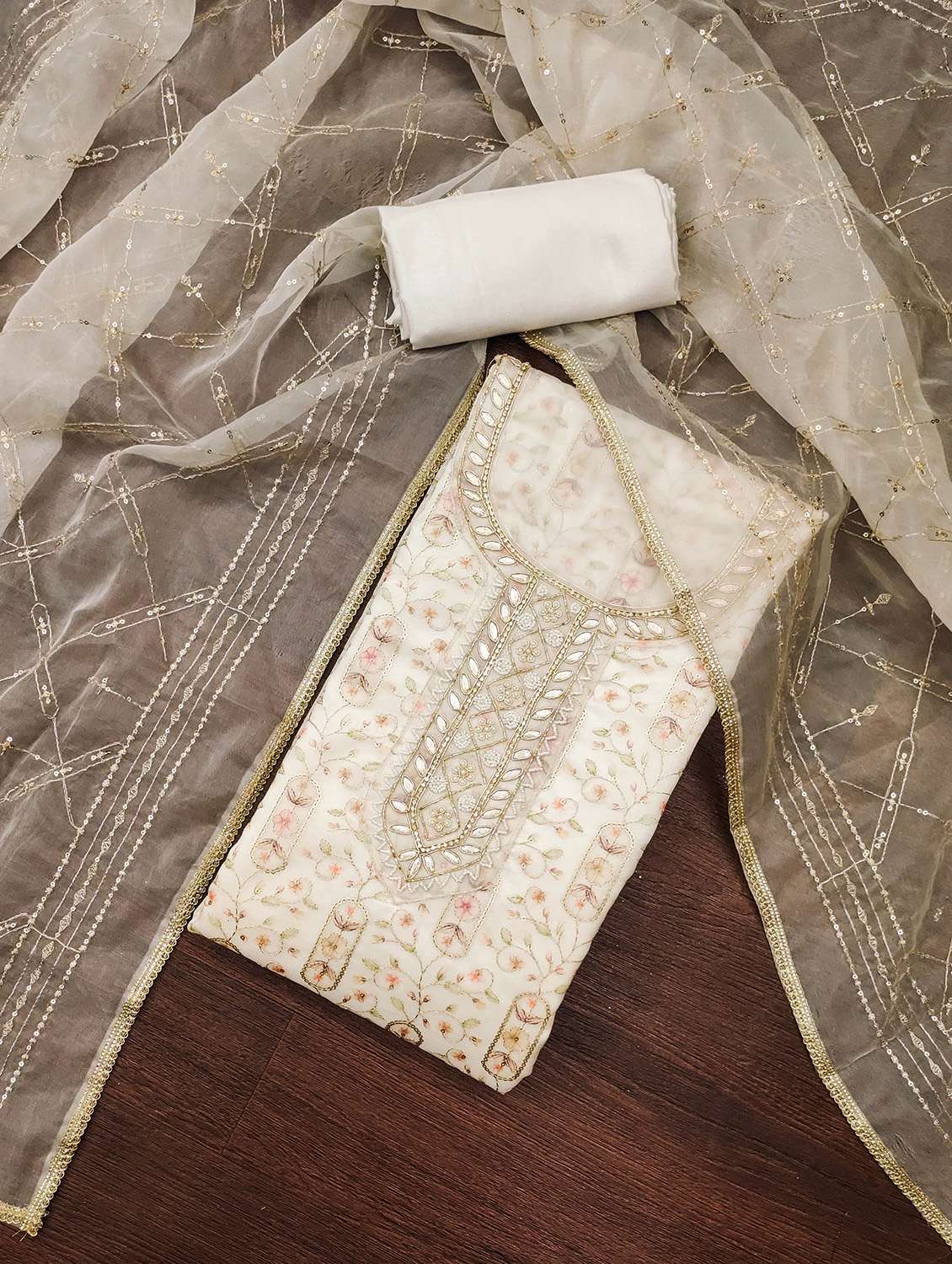 women floral printed unstitched suit set - 22422127 -  Standard Image - 3