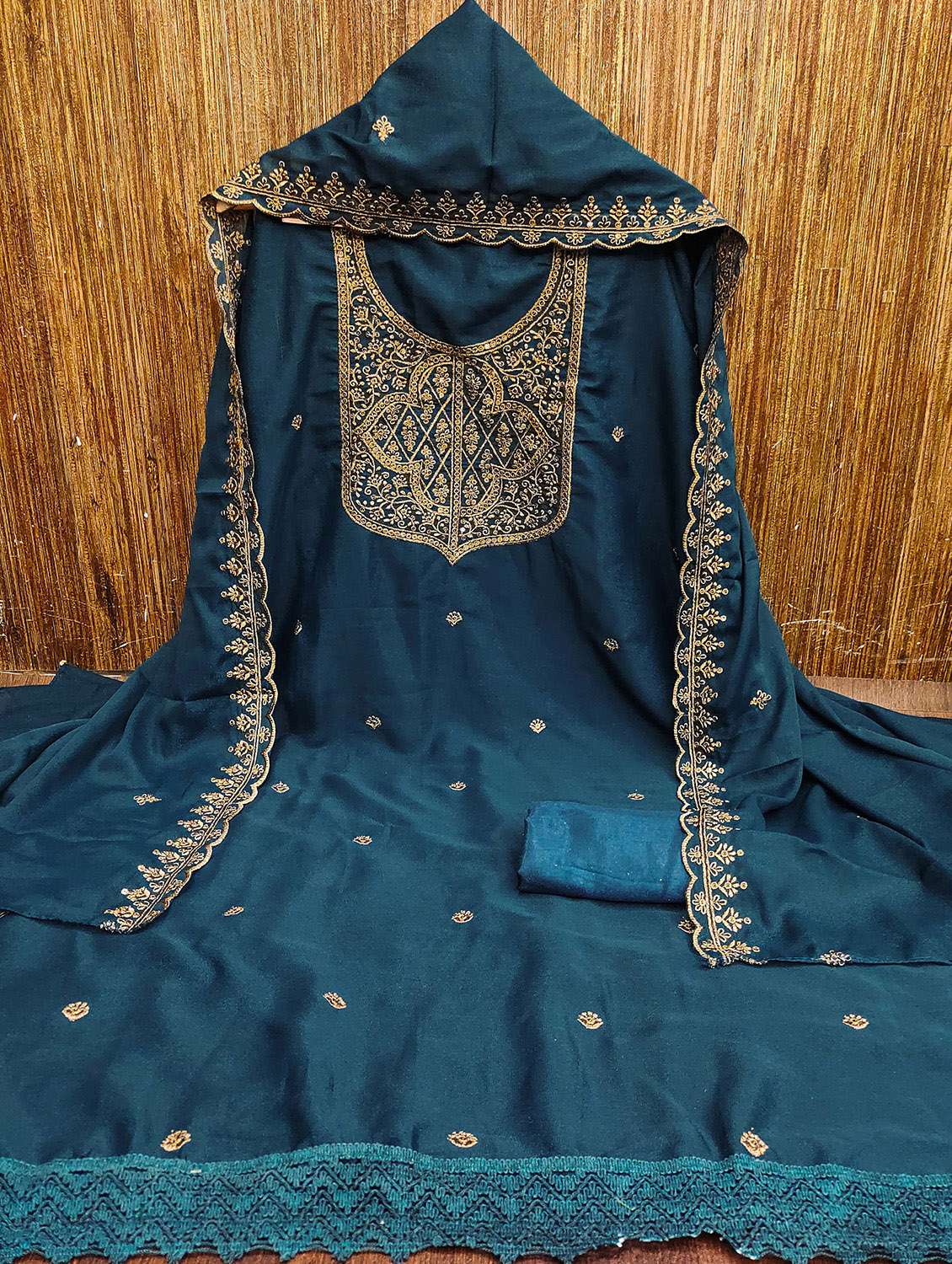 women solid with work unstitched suit set - 22422344 -  Standard Image - 3