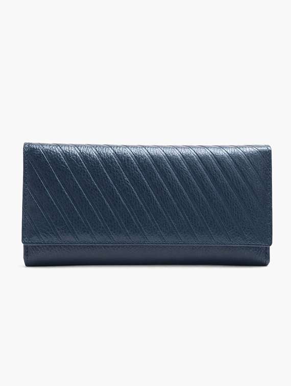 women blue leather regular wallet