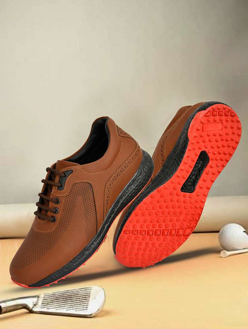 men brown lace up sport shoe