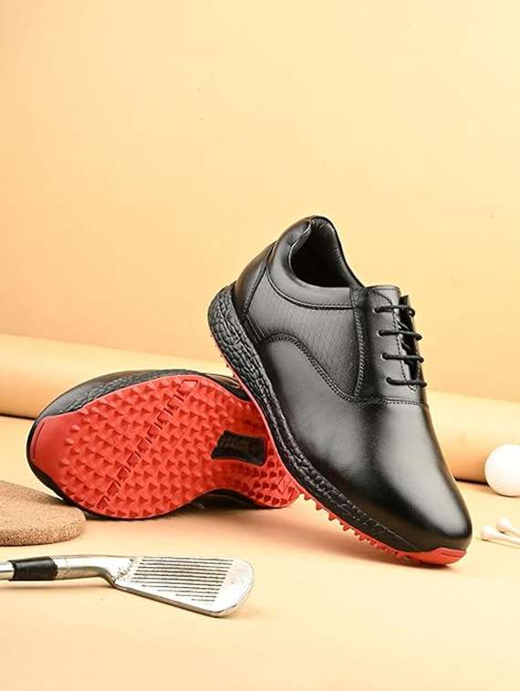 men solid lace up sport golf shoes