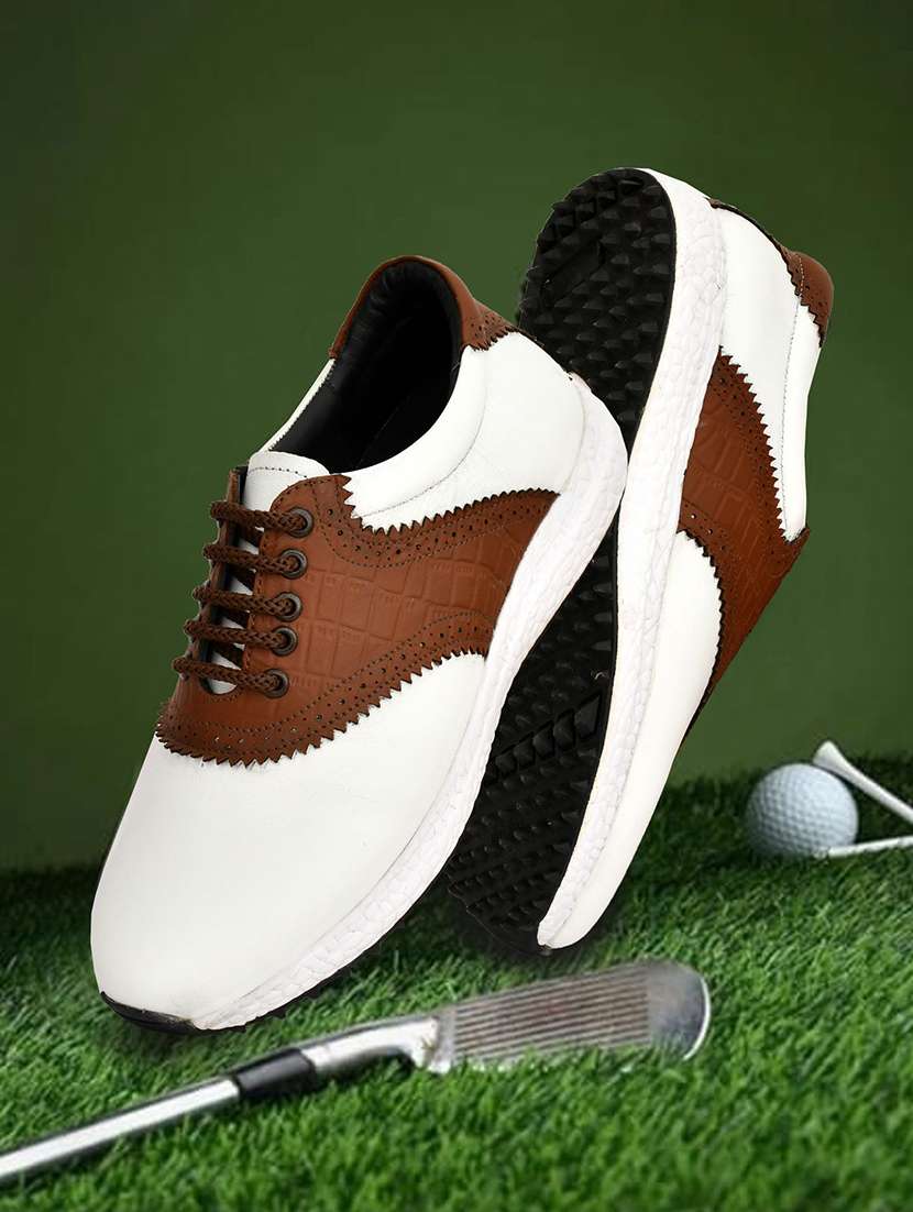 men white & brown lace up sport shoe