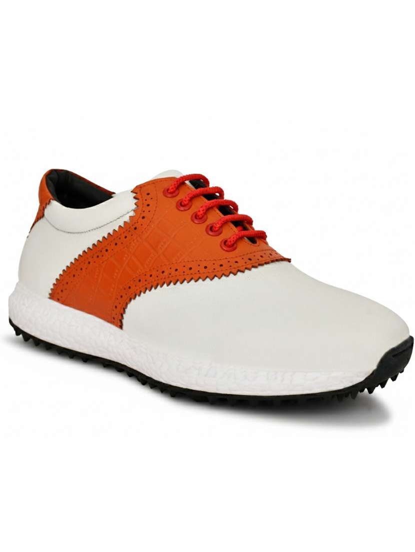men white & orange lace up sport shoe