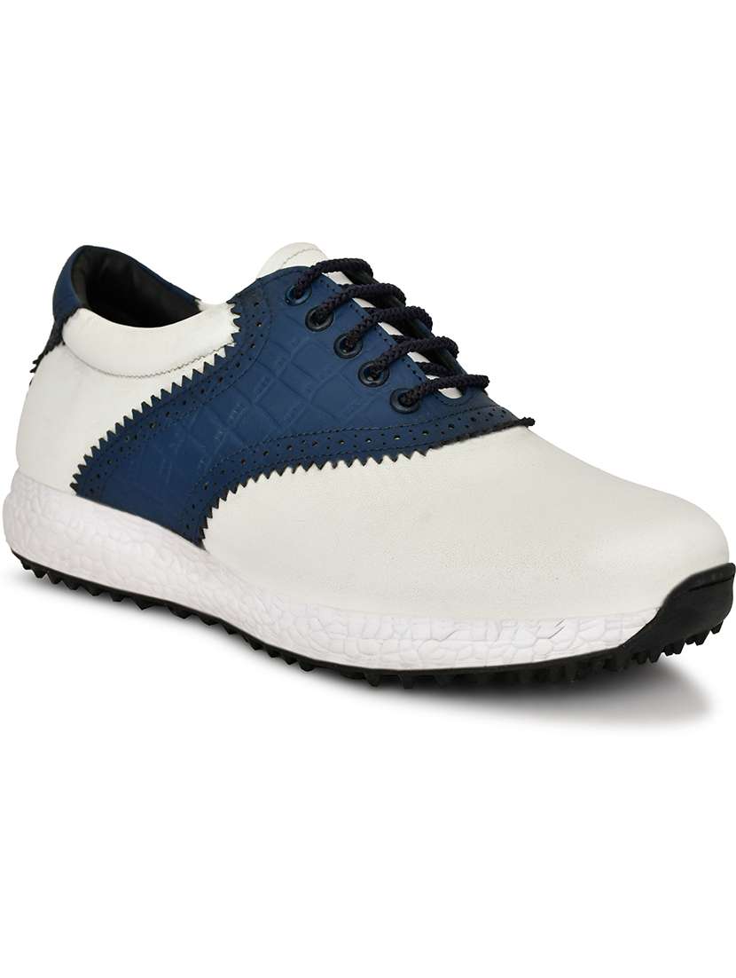 men white & blue lace up sport shoe