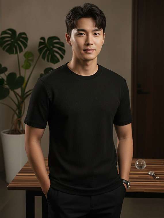 men textured short sleeve regular fit t-shirt