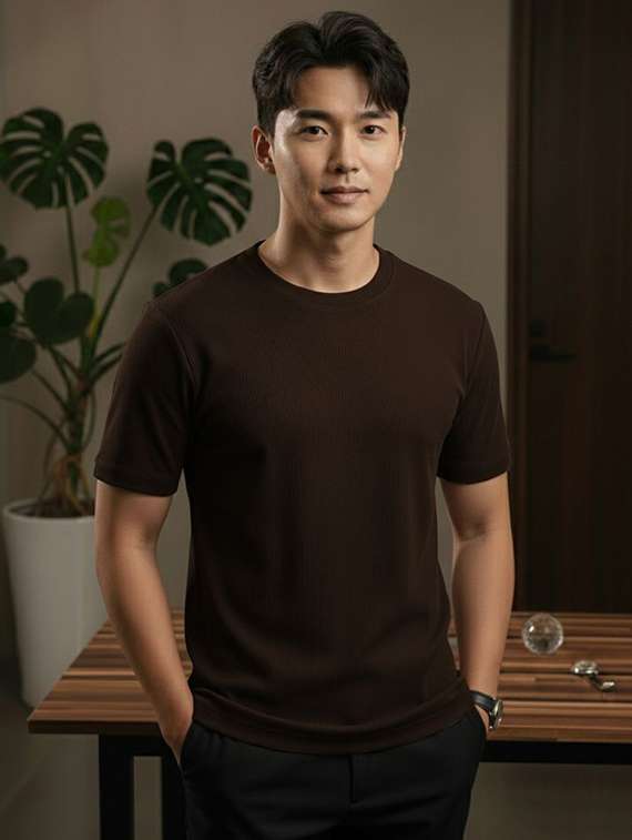 men textured short sleeve regular fit t-shirt