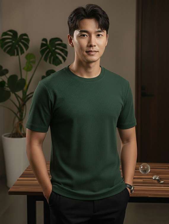 men textured short sleeve regular fit t-shirt
