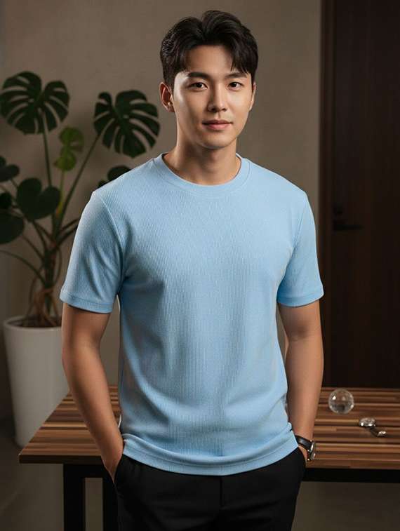 men textured short sleeve regular fit t-shirt