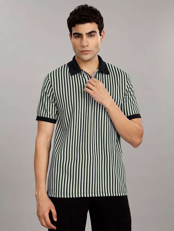 men striped short sleeve regular fit polo t-shirt
