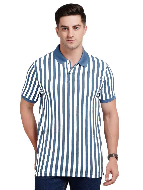 men striped short sleeve regular fit polo t-shirt