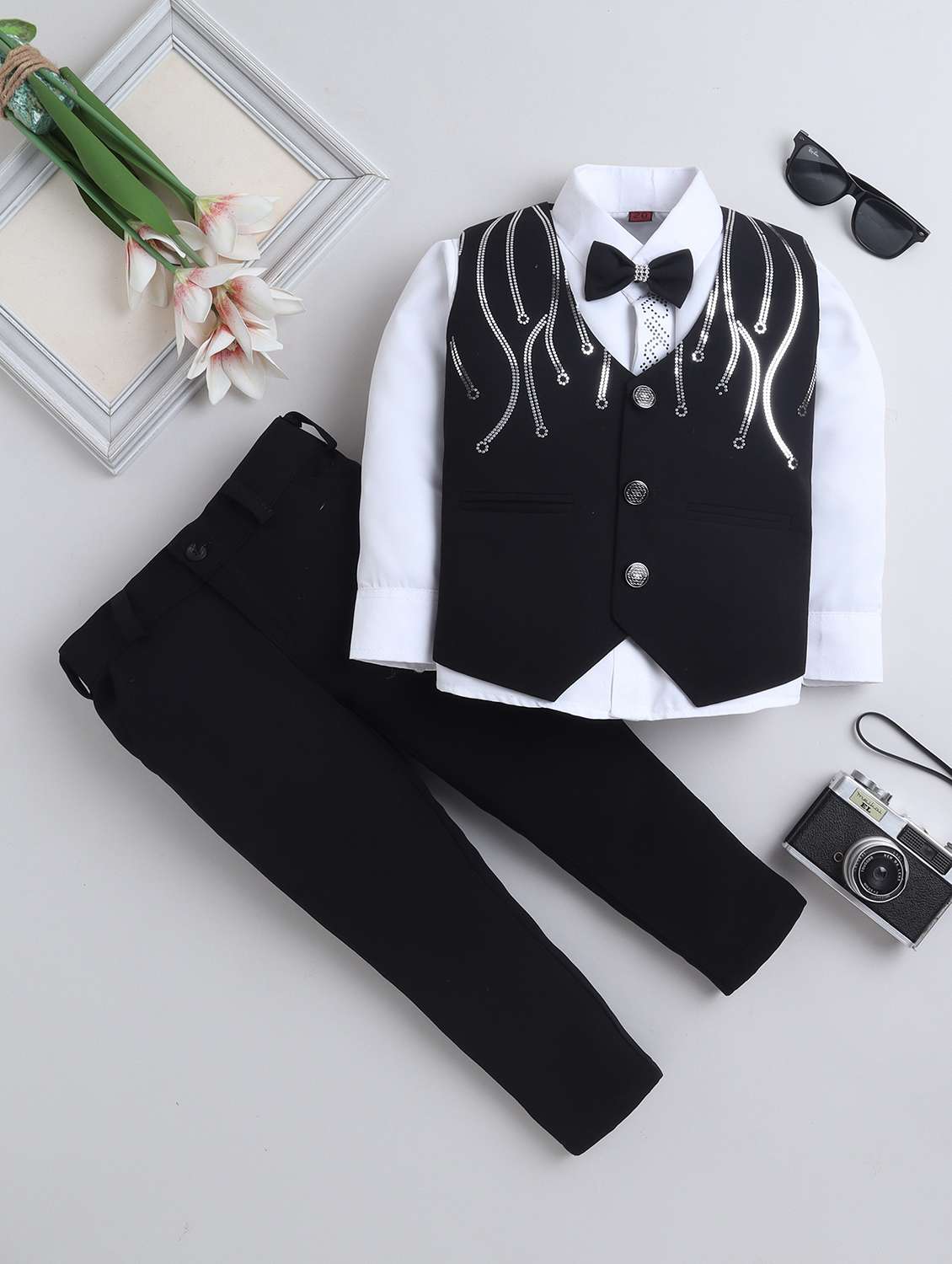 boys embellished waistcoat and trouser set