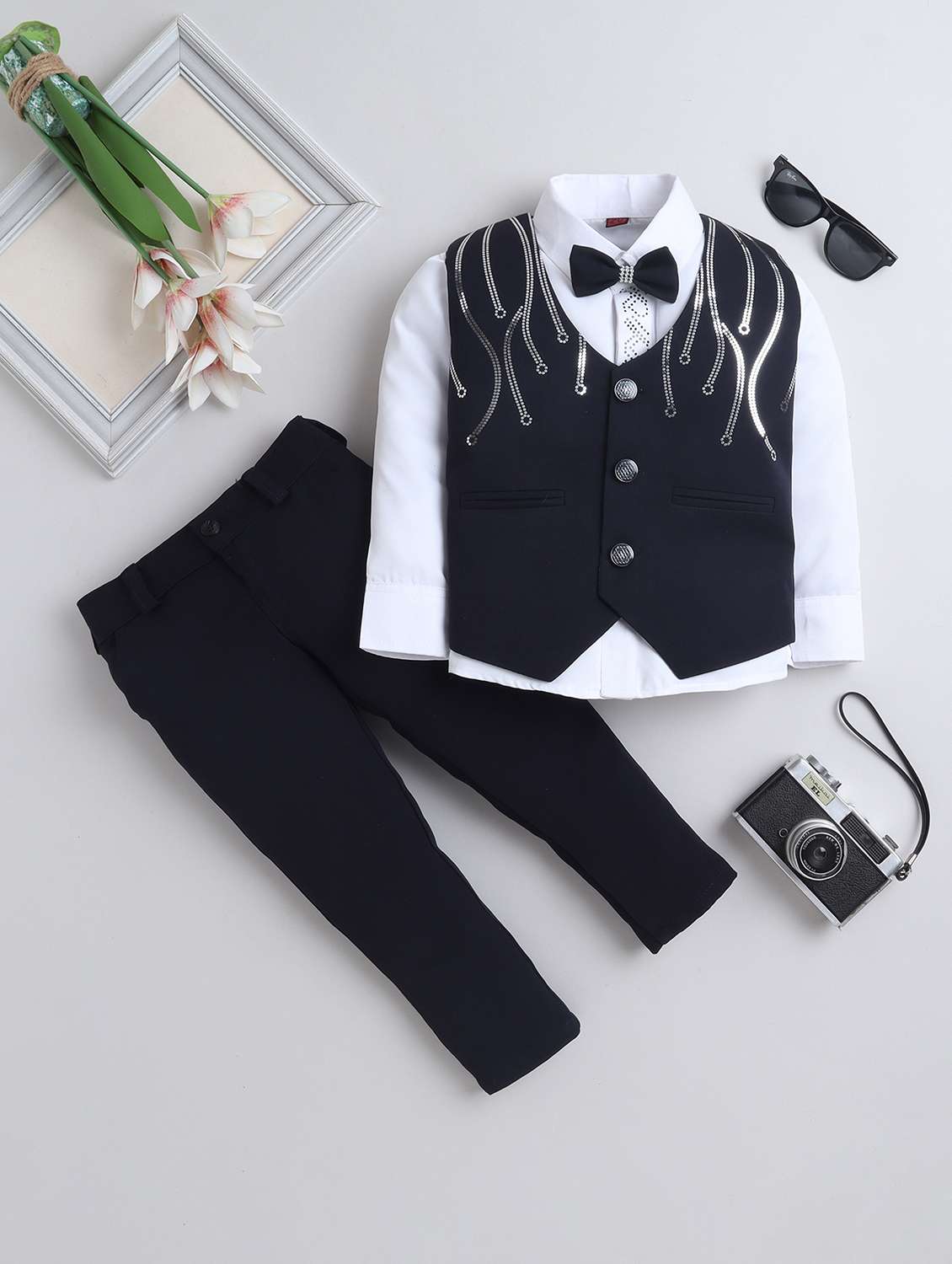 boys embellished waistcoat and trouser set
