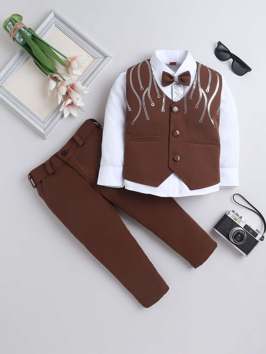 boys embellished waistcoat and trouser set