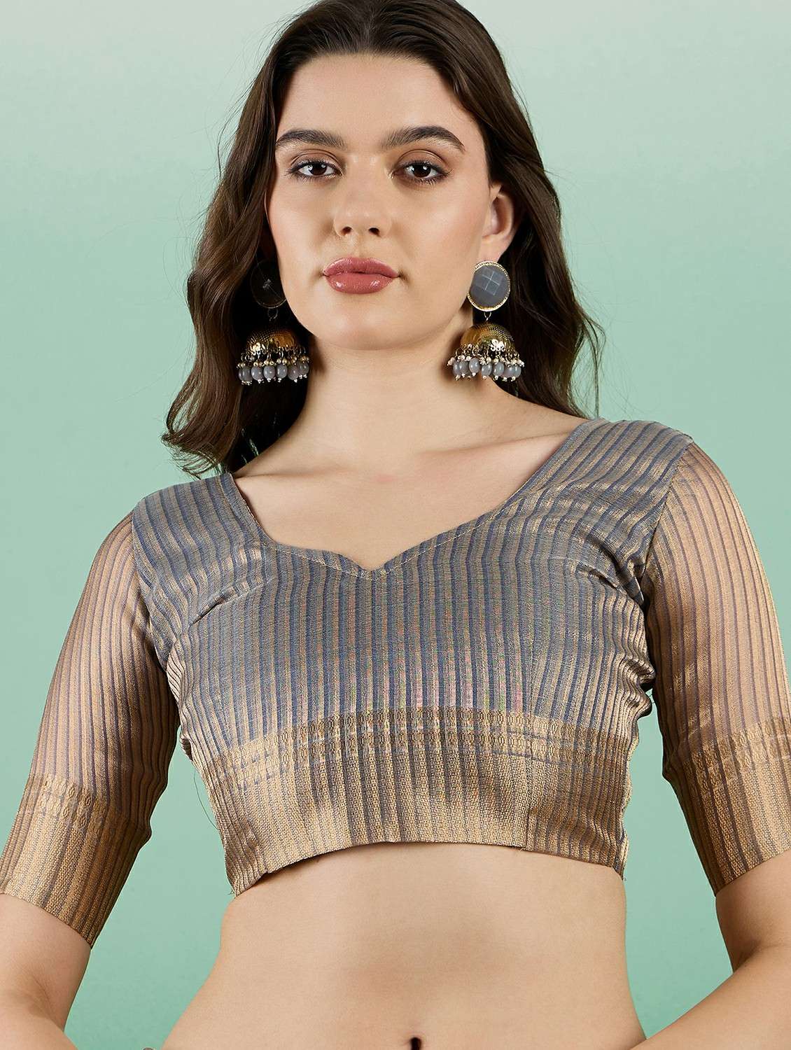 women striped bordered saree with blouse - 22424375 -  Standard Image - 5