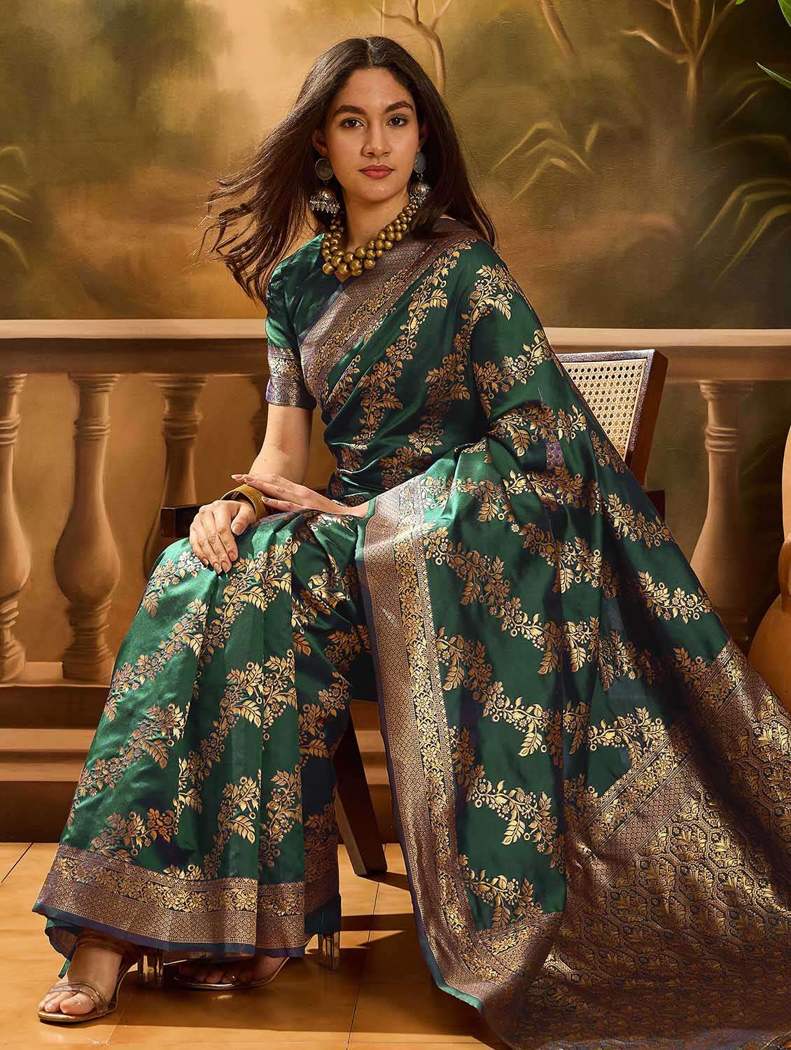 women self design banarasi saree with blouse - 22424684 -  Standard Image - 3
