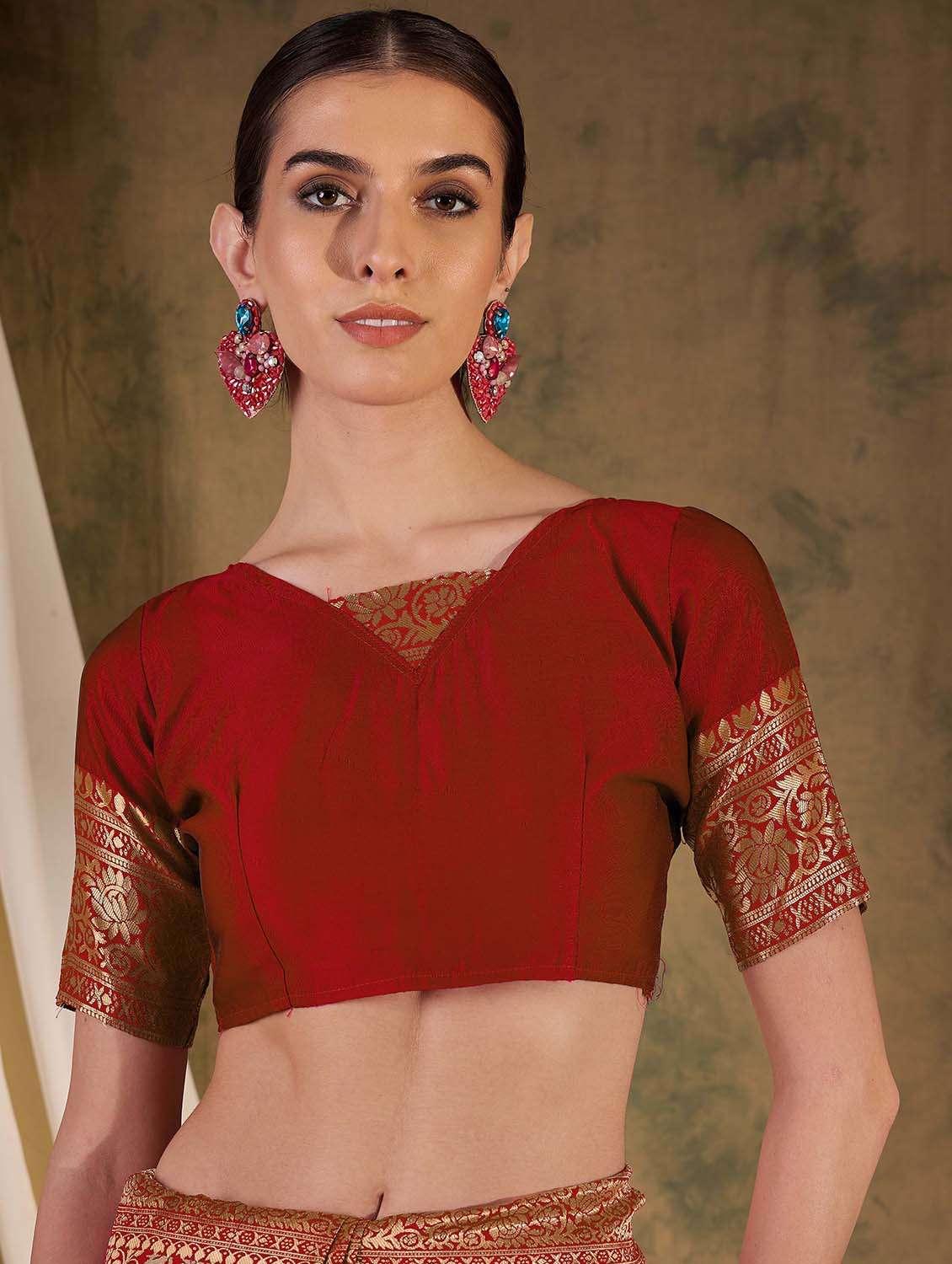 Women Self Design Banarasi Saree With Blouse - 22424693 -  Standard Image - 5