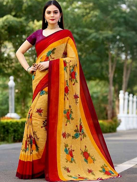 women printed casual wear saree with blouse
