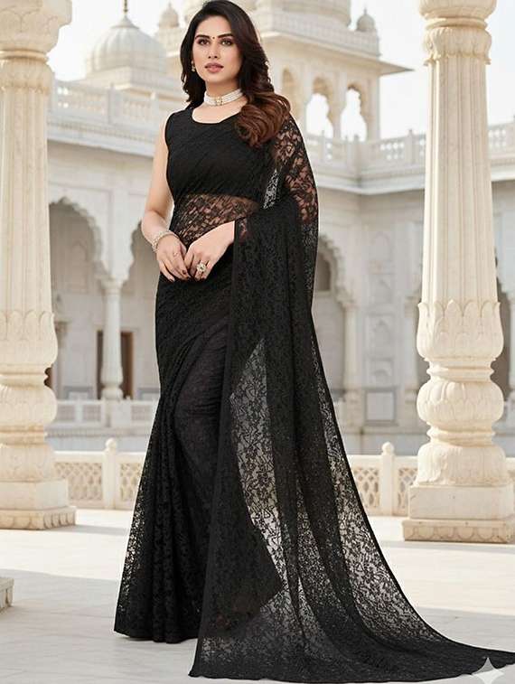 women self design plain saree with blouse