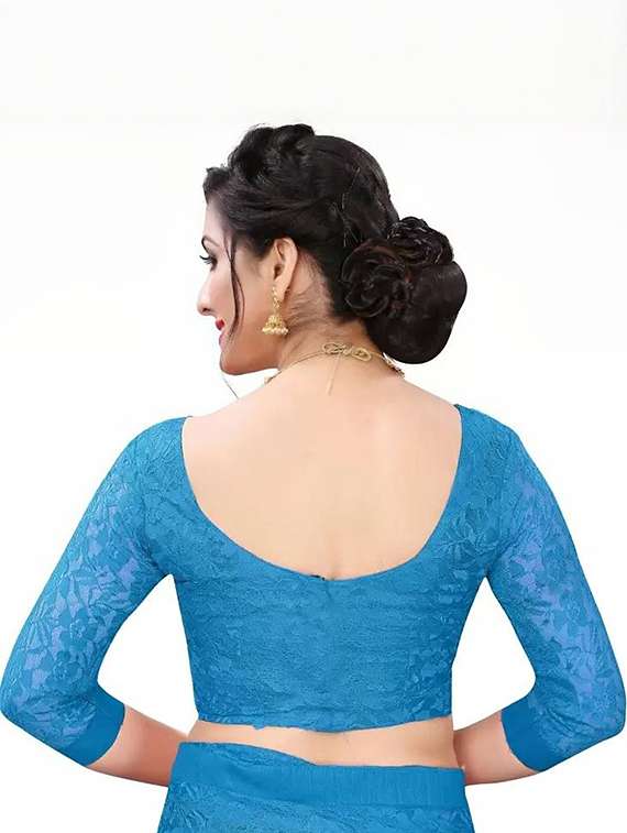 women self design plain saree with blouse - 22425527 -  Standard Image - 3