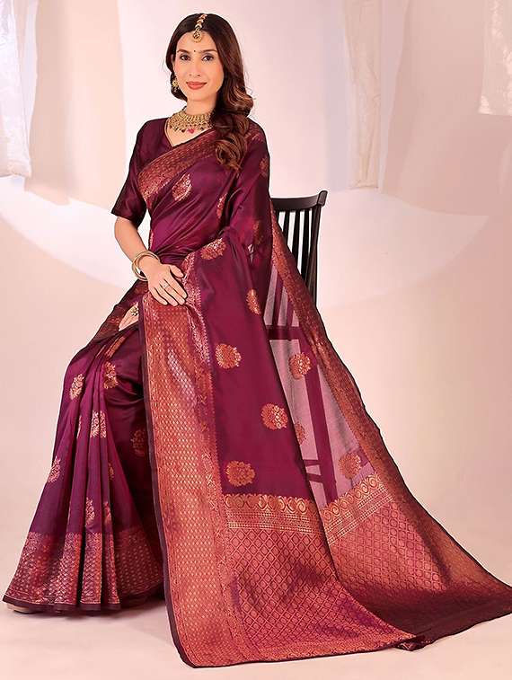 women self design banarasi saree with blouse - 22425601 -  Standard Image - 3