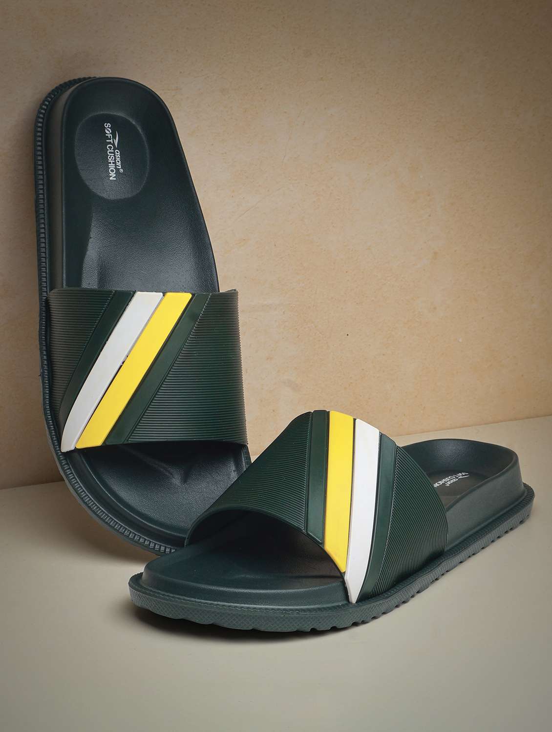 men color block slip on slider