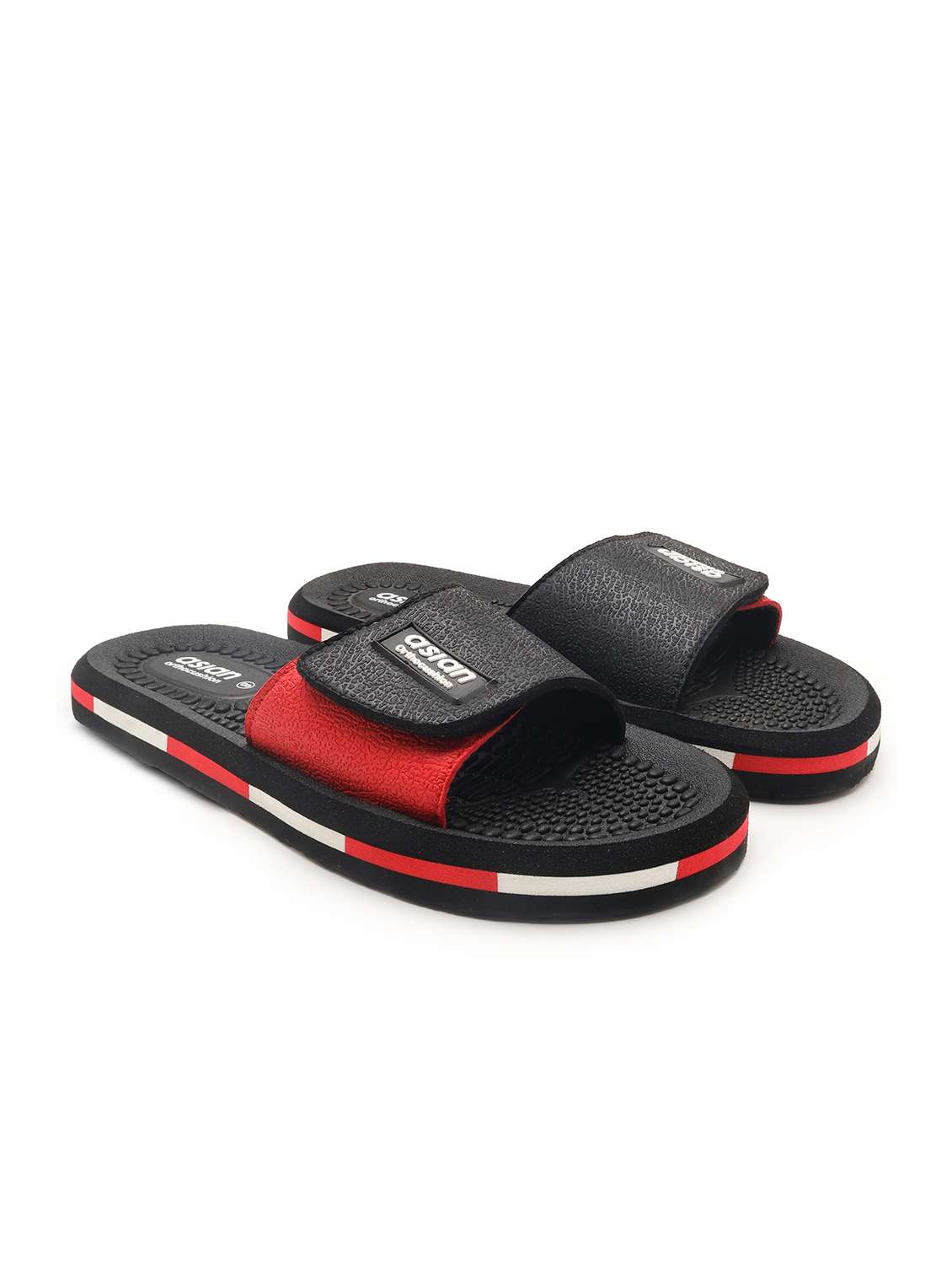 men color block adjustable strap ortho slides