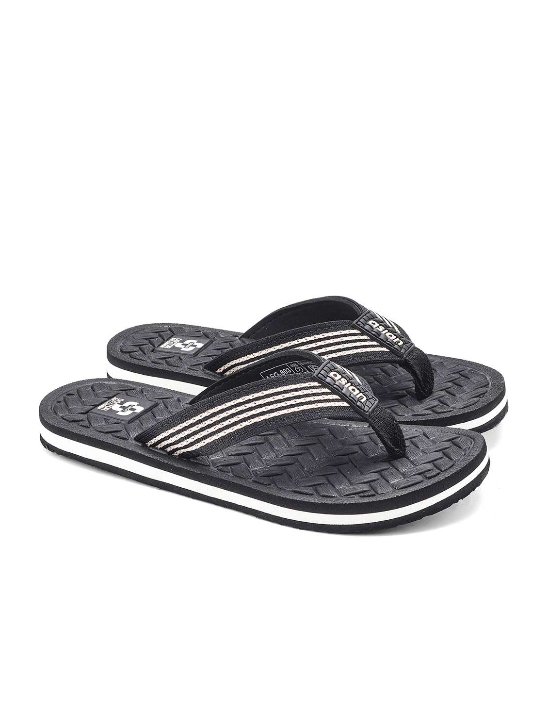 men striped toe seperator slipper